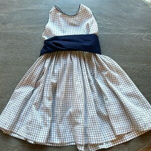 Bella Bliss Navy Plaid Dress with Bow size 4, great condition